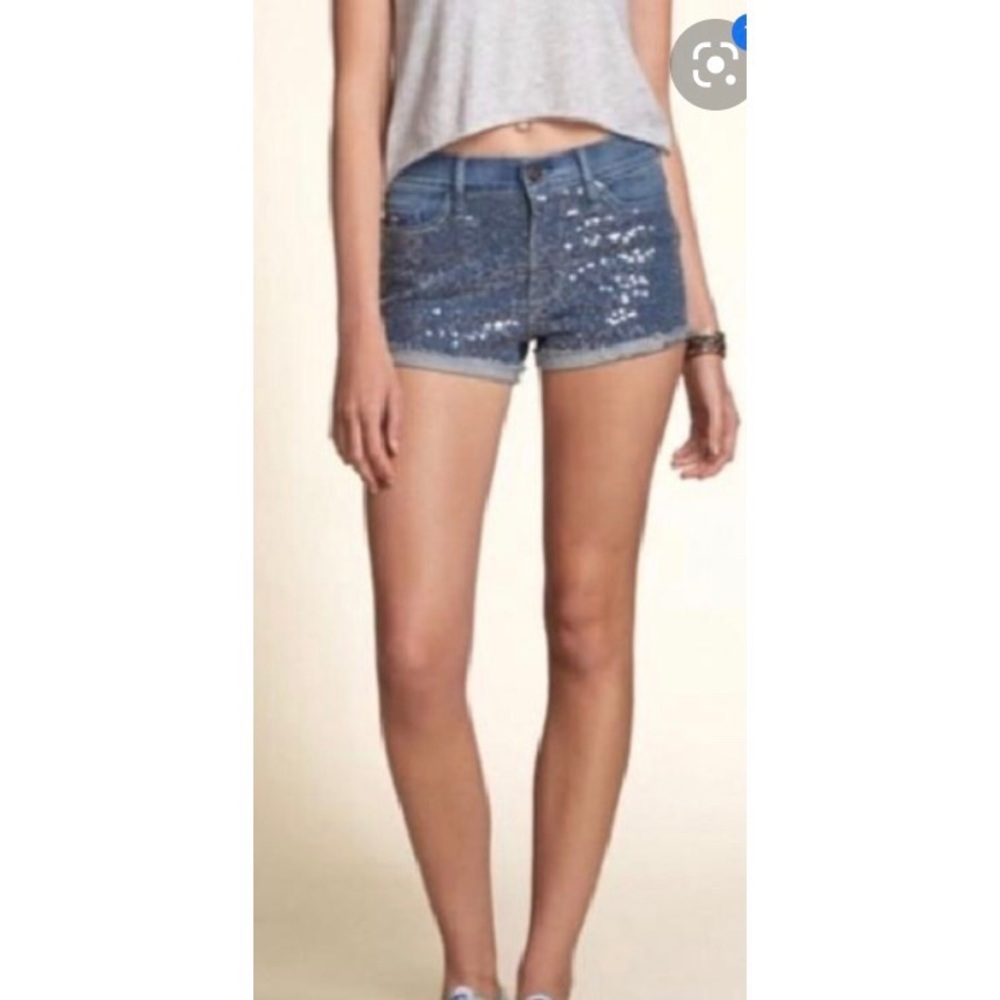 Hollister Sequin Denim Shorts - Picture 2 of 9